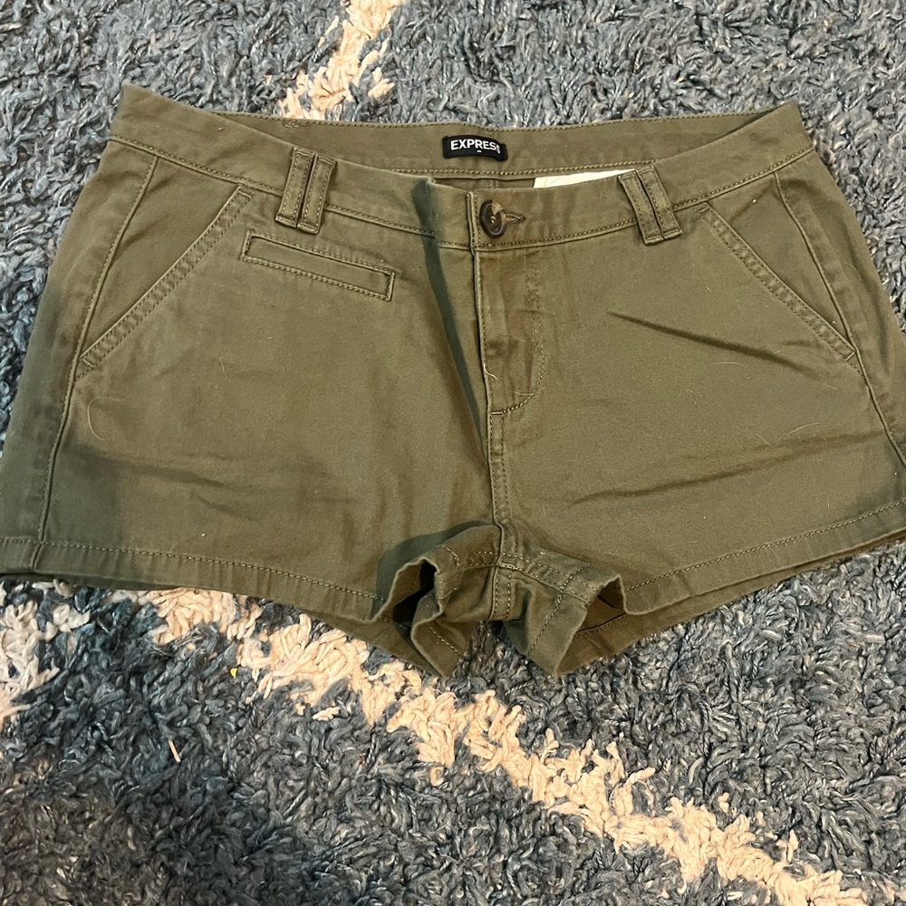 Express Green Cargo Shorts Durable Cotton Casual